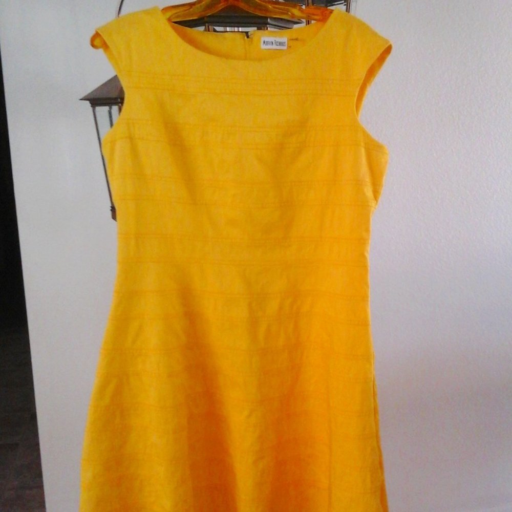 Marvin Richards Yellow Sleeveless Knee Length Cotton Dress.  Size 14